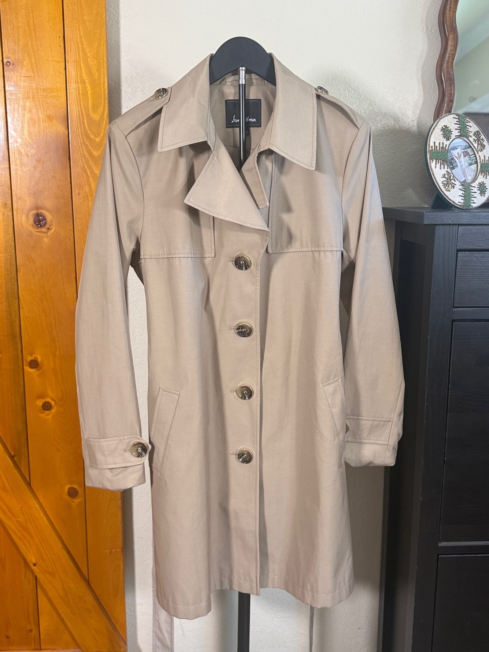 Sam Edelman Water Repellant Beige Tan Trench Coat Size Large NWOT
